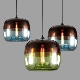 Modern Electroplate glass Pendant Light blue green glass kitchen restaurant lighting luminaires Nordic creative bar hanging lamp