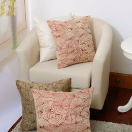 Modern Ginkgo Leaf Pillow Leaf Decorative Pillow Removable Throw Pillow with Hidden Zipper Set of 2 in Red / Brownish Gold / White