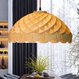 Modern honeycomb wood pendant light Dia 50cm wooden lampshade creative droplight for dining/living room home lighting fixture