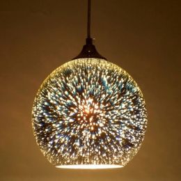 Modern LED 3D glass ball pendant light,dia 15/20cm colorful Plated Glass lampshade droplight for Restaurant cafe bar lighting