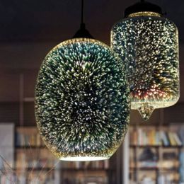 Modern led 3D industrial pendant light,dia 22/20cm colorful plated glass lampshade hanging lamp for dining/living room lighting