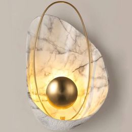 Modern led wall light minimalist shell shape Resin copper creative home bedroom bedside lamp hotel aisle staircase wall lamps