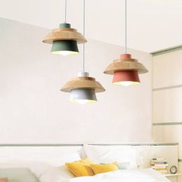 Modern LED Wood Pendant Light Fixtures Nordic Restaurant Deco Iron Pendant Lamp Living Room Corridor HangLamp Lighting Luminaire