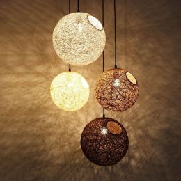Modern Ma Rattan Ball Wicker LED Pendant Light For kids room Christmas Xmas Wedding baby room decoration Party bar aisle lamps