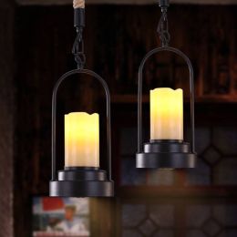 Modern marble lampshade pendant lights wrought iron hemp rope candle shape hanging lamp bars restaurant cafe shop light fixture