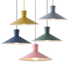 Modern minimalist Nordic macaron pendant lights colorful restaurant bar bedroom bedside coffee shop creative LED droplight