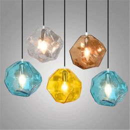 Modern Minimalist Pendant Lights Colorful Glass Pendant Lamps Restaurant LED Hanging Lamps Indoor Home Lighting Kitchen Fixtures