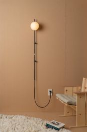 Modern Minimalist Plug-In Wall Light Globe Glass Black / White Indoor Wall Sconce