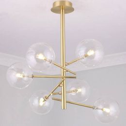Modern Nordic LED Clear Glass Globe Round Ball Mirror Pendant Lights Hanging Lighting For Dining Room Restaurant Hanglamp Lamp