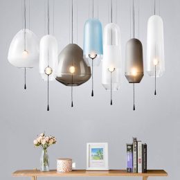 Modern simple colorful glass LED pendant lights foyer restaurant glass bubble Light luxury LED pendant lamp lighting fixture