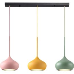 Modern simple LED dining room 3 lamps combo pendant lights macaron colorful creative foyer droplight kids room lighting fixture