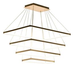 Modern Square LED chandelier Dimmable ring rectangle lights simple lamp dining living room  hanging drop light Fixture