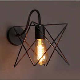 Modern Vintage Loft  iron Wall lamps black metal triangle cage lampshade country style wall Sconce aisle corridor light fixture