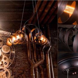 Modern vintage pendant lamps black Loft Style Hanging Lights wrought iron Dining Room Lights bar spiral staircase Led Lamp