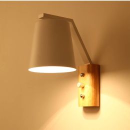 Modern Wall Sconce Wood Wall Lights Fixtures LED Black White Wall Lamp Up Down for Home Lighting Indoor Bedside Stair Bedroom