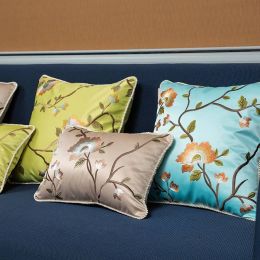 New  Embroidery Cushion Cover Plant Bloom Luxury Pillow Cover Throw Pillows Christmas Cojines Decorativos Para Sofa