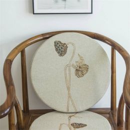 New  linen fabric sponge Cushion creative Lotus leaf Round Cushion Bay window Pad solid wood Sofa Decorative cushions
