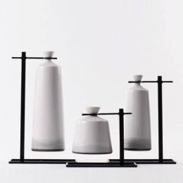 New  Style Light Luxury Metal Frame Ceramic Vase Flower Decoration Home Soft Decoration Living Room Entrance Hall Porch D