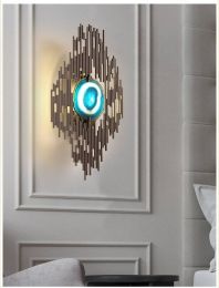 New classical agate wall lamp Plated gold metal wall mounted lamp home foyer corridor lighting G9 led wall sconce