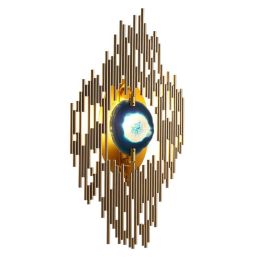 New classical agate wall lamp Plated metal gold wall mounted light home foyer corridor lighting G9 led wall sconce