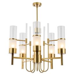 New classical glass and GOLD iron chandelier hotel living room bedroom luxury decroration 6 PSC E14 lamp hanging light Lighting