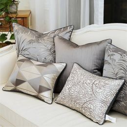 Noble Grey Cushion Cover Cojines Decorativos Para Sofa Geometry Leaf Decorative Pillow Chair Covers Cushions Housse De Coussin