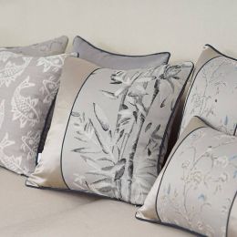 Noble Jacquard Cushion Cover Top Luxury Pillow Cover Grey Fish Breathable Ramadan Decoration Housse De Coussin De Salon
