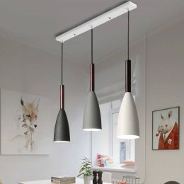 Nordic 3 heads pendant lights fixture Gray Black White metal shade industrial lighting restaurant bar cafe ceiling hanging lamp