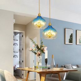 Nordic 9 heads Vintage Led Lamp personality iron art living room glare round Pendant Lights restaurant bar glass ball lighting