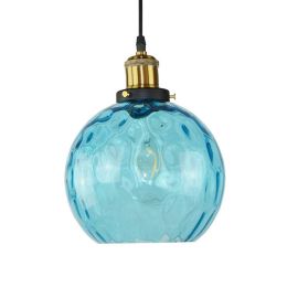 Nordic Blue glass ball pendant lights Dia 20 25 30cm water grain glass shade restaurant bar cafe bedroom decor suspension lamp