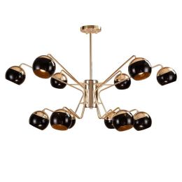 Nordic creative 12 head led chandelier light  black modern iron body Hanging lamp villa E27 lamp warm white 3000K AC220V