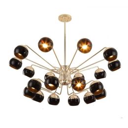 Nordic creative 20 arm led chandelier light  black modern iron body Hanging lamp villa E27 lamp pure white 6000K AC220V