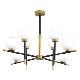 Nordic Creative pendant light modern foyer bedroom gold with black luxury hanging lamp milk white glass ball lampshade droplight