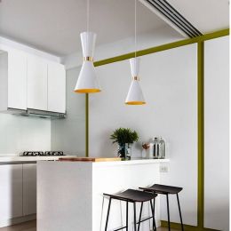 Nordic creative single head led chandelier light  black white lampshade gold Hanging lamp dining room E27 LED lamp 3W