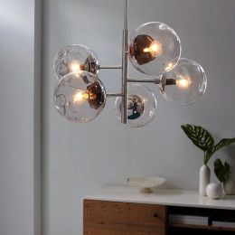 Nordic Glass Ball Pendant Light restaurant 5 lights Magic bean Bubble creative hanging lamp Bar Dining Room Lighting Fixture