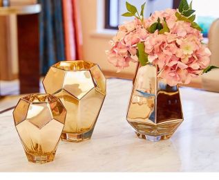 Nordic golden glass vase wide mouth flower arrangement living room table home decorations