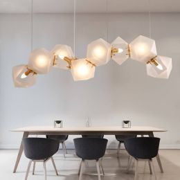 Nordic  Irregular geometrical Glass Chandelier Modern Deco Hanging Lighting For Villa Home Indoor Light Fixture For Lamp