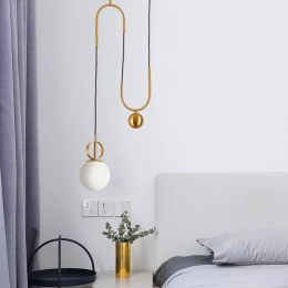 Nordic LED Pendant Lamp Metal LED Chandelire Lighting Dining Room Bar Bedroom Lounge Lifting Glass Ball Hanging Lamp Fixtures