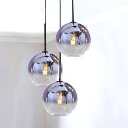 Nordic LED Pendant Light LightingtSilver Gold Glass Pendant Lamp Ball Hanging Lamp Kitchen Fixtures Dining Living Room Luminaire