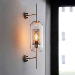 Nordic LED Wall Lights Lighting Clear Glass Shade Scones Wall Lamps Bedroom Bedsides Restaurant Study Hanging Lamp Loft Fixtures