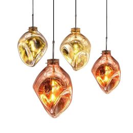 Nordic Living room Coffee shop Creative glass pendant lights Post modern amber rose gold silver glass shade LED hanging ight