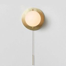 Nordic Living Room Hanging Lamp Glass Ball Simple Modern Walkway Pull Rope Bedroom Bedside LED Decorate Wall Light Fixture