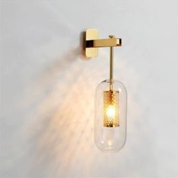 Nordic Living Room Hotel Hanging Light Long Glass Simple Post Modern Walkway Bedroom Bedside LED Decorate Wall Light Fixture