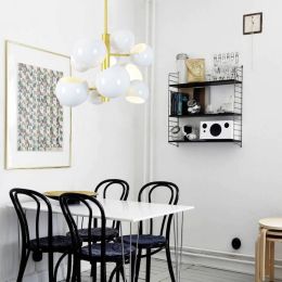 Nordic Modern 10 arm Pendant Light Creative LED hanging lamps black white for Coffee House Bedroom Suspension Hanging Ceiling