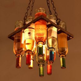 Nordic modern art creative Chandeliers retro wine bottle chain hanging lamp dining room/bar/restaurant Kitchen lighting fixture