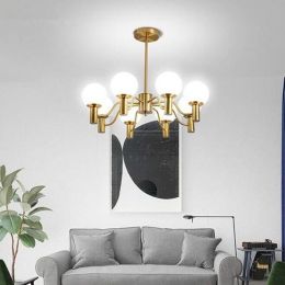 Nordic Modern Art Restaurant Bedroom Deco LED Pendant Lamps American  Post Modern Glass Ball Home Hanging Light Fixtures
