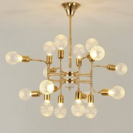 Nordic Modern G9 LED Living Room Pendant Lamps Villa Cafe Glass Crystal Ball Deco Lighting Restaurant  Hanging Light Fixtures