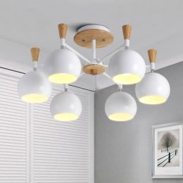 Nordic Modern Simplified Wooden Ceiling Lamp for Living Room Bedroom Restaurant Round LED Home Decor Hanging Lighting Fixture