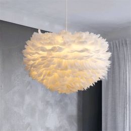 Nordic Nature Goose Feather Pendant Lights Romantic Pendant Lamps Home Lighting Restaurant Bedroom Living Room Kitchen Fixtures