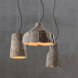 Nordic  Vintage Hanging Lights industrial wind retro lamp nostalgic restaurant imitation bark cement pendant chandelier